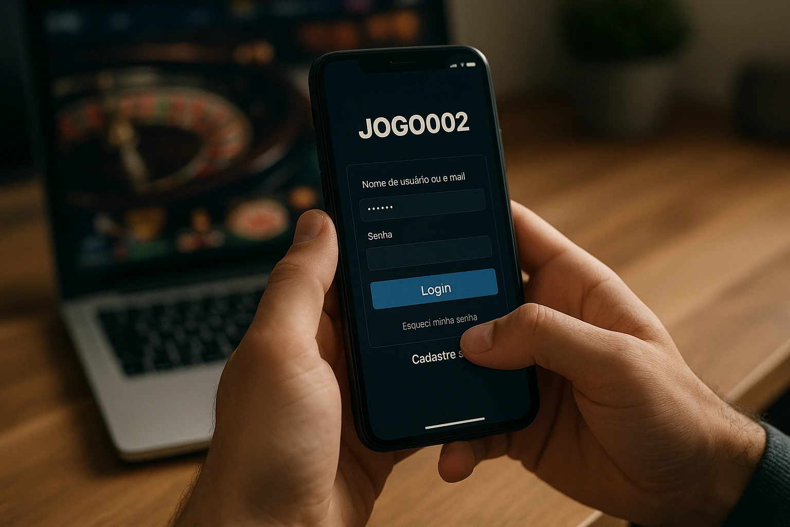 Criar uma nova Conta no plataforma JOGO002